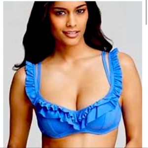 BetseyJohnson blue ruffle two piece swim